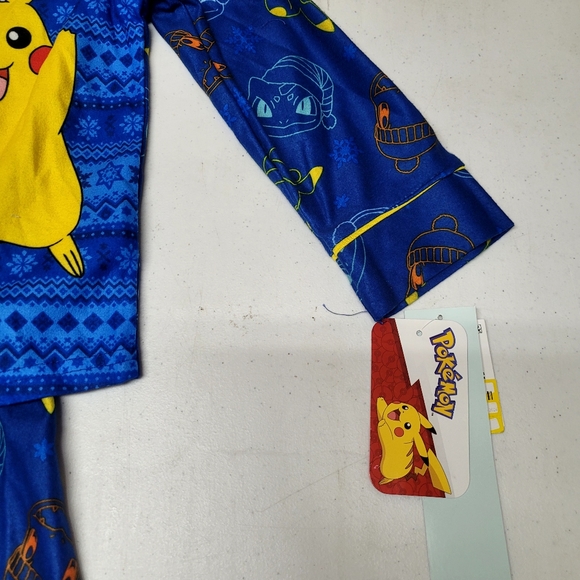 New! Boys' Pokemon Pikachu Coat Pajama Set - Blue - Picture 3 of 9